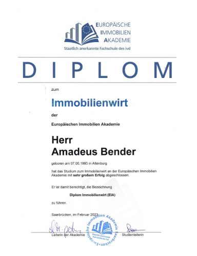 Diplomurkunde Immobilienwirt (EIA)