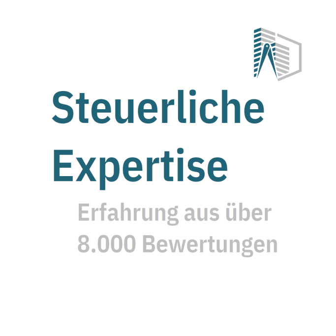 Kachel mit Bildtext: Steuerliche Expertise - Erfahrung aus über 8.000 Bewertungen